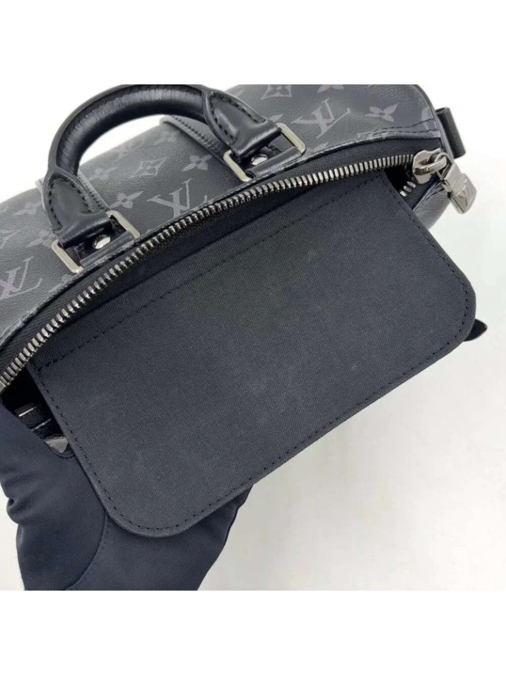 Louis Vuitton Keepall Bandouliere 25 Monogram Eclipse Leather Black Handbag